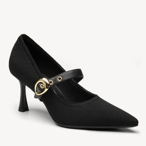 Cosy Island EternalPace Removable Strap Pointed Toe Heeled Pumps Black Elegant 8